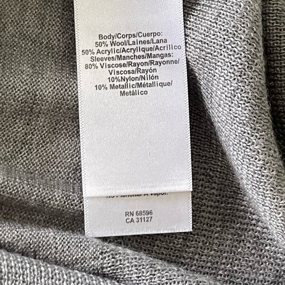 Donna Karan New York Front Twist Cascade Sweater Gold Hardware Silver Metallic M - Picture 4 of 6